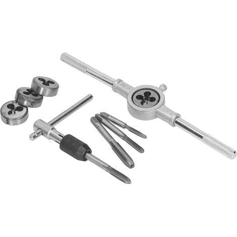 Jeu de 10 Tarauds et Filières Métriques M4 M5 M6 M8 en Acier pour Filetage et Réparation (1/5)