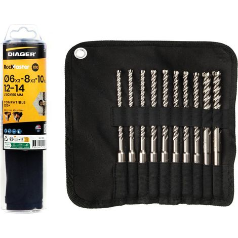 10 punte Rockfaster SDS Plus per calcestruzzo - DIAGER - 1003A