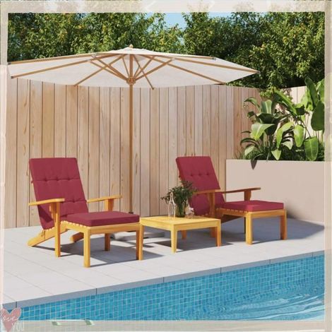 361993 Coussins de chaise longue lot de 2 rouge bordeaux tissu oxford (1/5)