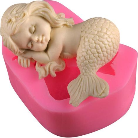 Stampo 3D a forma di sirena, stampo in silicone fai da te per sapone, budino di zucchero, cioccolato, candele e per la preparazione di biscotti, pasta frolla e fondente.