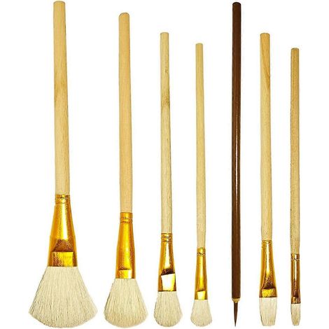 Lot de 7 pinceaux pour peinture, pinceaux à glacis pour poterie, pinceaux en laine pour aquarelle (comme illustré) (1/5)