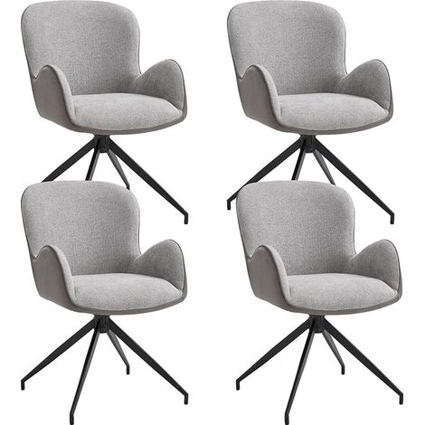 Wahson Set di 4 Sedie da Pranzo in Tessuto, Sedia Cucina Girevole a 360° Poltroncina Moderna da Pranzo con Gambe in Metallo per Sala da Pranzo, Grigio