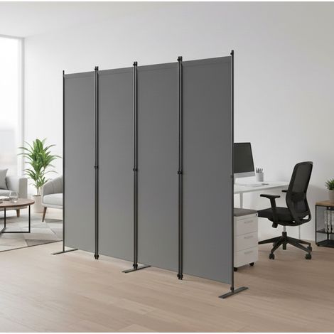 Raumteiler-Paravent mit 4 Paneelen, 204 x 180 cm, Metall und Polyester, Grau OKMYHOME (1/5)