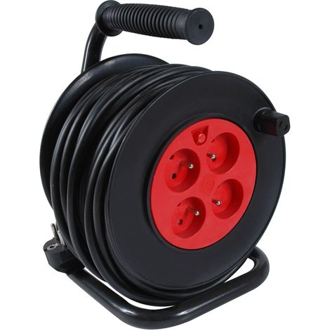 DEBFLEX - ENROULEUR BRICOLAGE HO5VV-F 3G1.5 4P + DISJONCTEUR THERMIQUE 25M NOIR - 601253 (1/2)