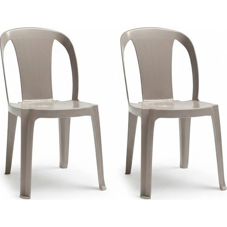Set di 2 Sedia da Esterno in Resina Color Tortora Impilabile Leggera e Robusta Design Qualità Made in Italy sca-b Tiuana Ideale per Giardino Bar e Ristorante