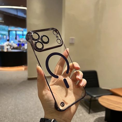 (Violet, iPhone 16 Pro Max) Coque de téléphone ultra-mince sans cadre en polycarbonate électroplaqué, compatible avec la recharge sans fil MagSafe.