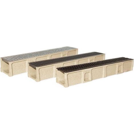Caniveau d'évacuation large 100 cm – Grille caillebotis en acier galvanisé – Capacité de drainage élevée – Classe de résistance B 125 kN – ACO (1/2)