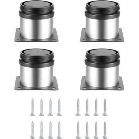 Set di 4 gambe per mobili regolabili, gambe in metallo regolabili in altezza per tavoli, mobili da cucina, gambe in acciaio inossidabile per armadi, scaffali e tavoli, con viti - 50x50 mm