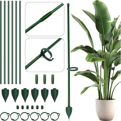 6 Pièces Tuteur pour Plantes 6.3mm x 30cm – Tuteurs en Fibre de Verre Résistants avec Rallonges, Piquets (1/5)