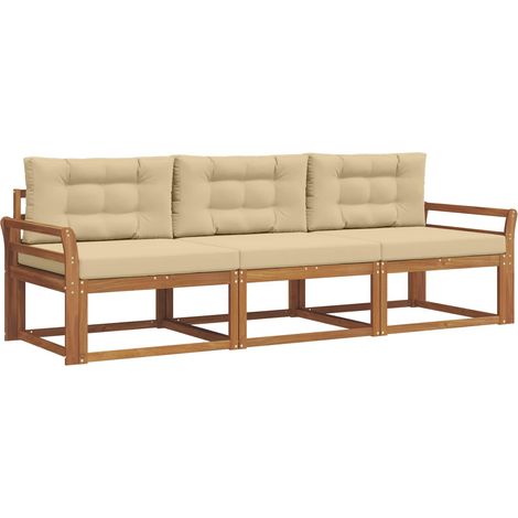 Ensemble de canapés d'extérieur 3 pcs Salon de jardin Naturel et Beige (1/5)