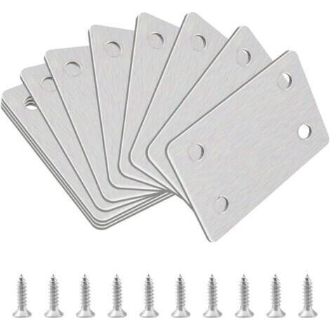 Supports de renfort d'angle plats, 10 pièces Support d'étagère de soutien droit en acier inoxydable Supports de renfort d'angle plats Réparation de plaques de réparation Assemblage