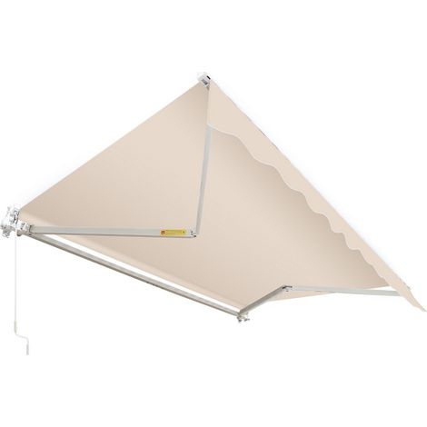 Jopassy Tenda da sole Tenda retrattile a comando manuale in alluminio+poliestere con manovella Rivestimento in PA per terrazza/tetto Beige 250x200cm (1/5)