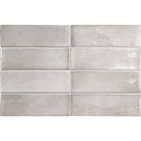 Carrelage sol / mur effet zellige bejmat marocain 5X15 cm gris brillant 5X15 cm COCO AMBER GREY WALL (vendu par boite de 0,50m2) (1/4)