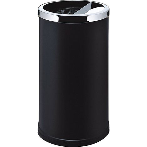 Cestino Gettacarte Posacenere Ø38,5 cm in Metallo Nero Opaco 52L per Interno Esterno (1/5)