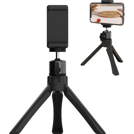 Universelles Mini-Tischstativ mit 1/4"-Schraube für Projektor, Kamera, Smartphone und Webcam, Schwarz