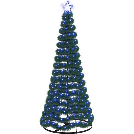 LED Tinsel Christmas Tree with Base EKENAS 180 cm 220 LEDs Blue vidaXL (1/5)
