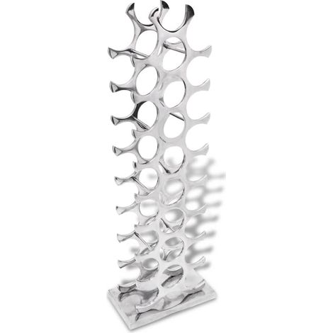 Vidaxl – Casier à bouteilles en aluminium argenté 27 bouteilles – Dimensions 33 x 19 x 102 cm – Finition polie pour durabilité