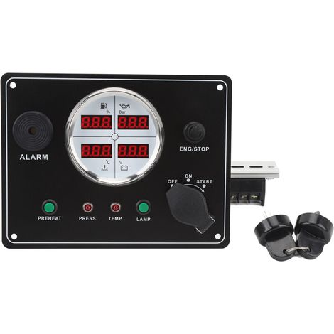4-in-1 Digital Boat Gauge Panel: Fuel Level, Water Temperature, Voltage, Oil Pressure, for Yachts, Outboard Motors, White (1/5)