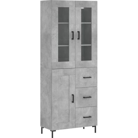 Credenza cassettiera mobile contenitore organizer cucina soggiorno salotto alto 695 x 34 x 180 cm legno ingegnerizzato grigio 020034707