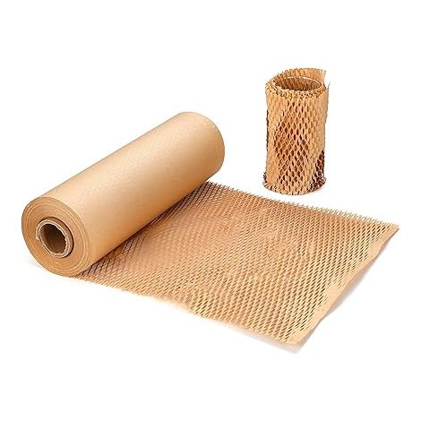 Sollbry Rollo de papel de regalo kraft con diseño de panal, ecológico, para envolver regalos frágiles y mudanzas (38 cm x 30 m) (1/5)