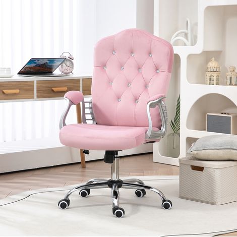 Chaise bureau fauteuil pivotant réglable rose polyester OKMYHOME (1/5)