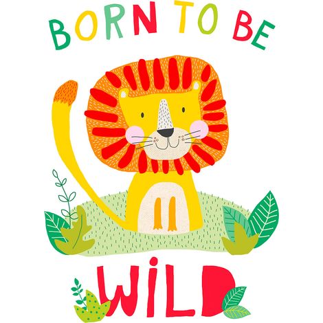 Tableau enfant lion born to be wild Toile imprimée (1/5)