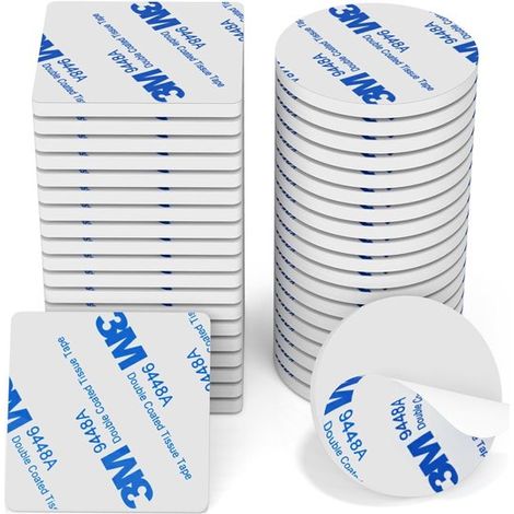 Nastro biadesivo extra forte, 40 pezzi, cuscinetti adesivi rotondi e quadrati da 3 mm per casa, ufficio, auto e scuola, bianco (1/5)