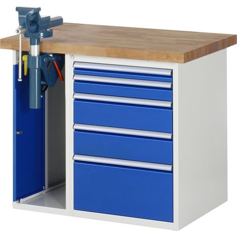 Rau Werkbank Modell 7511 mit 5 Schubladen und Schrank BxTxH 1000x700x840mm (1/4)