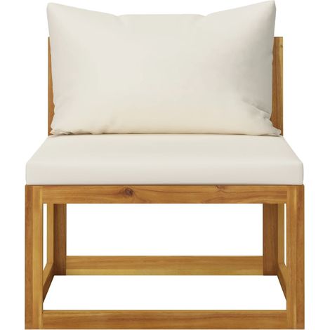 INLIFE Salon de jardin 3 pcs avec coussins crème Bois d'acacia solide (1/5)