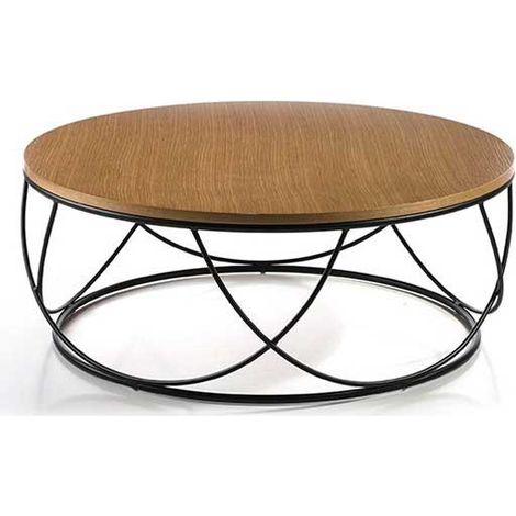 MOMMA HOME Mesa de Centro - Modelo Tampa - Color Roble/Negro - Material MDF/Metal - Medidas 80 x 30 x 30 cm (1/4)