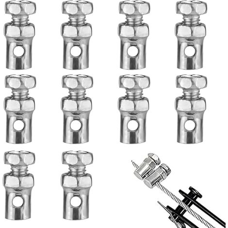 10 serre cable acier 2,5mm, serre cable velo, serre-cable a accelerateur de velo, pinces de cable de frein, colliers de fixation pour moto et kart (1/5)