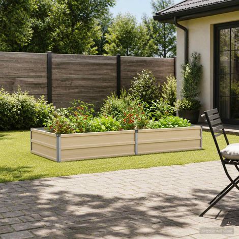 Letto rialzato da giardino Avorio 160 x 80 x 24 cm vidaXL