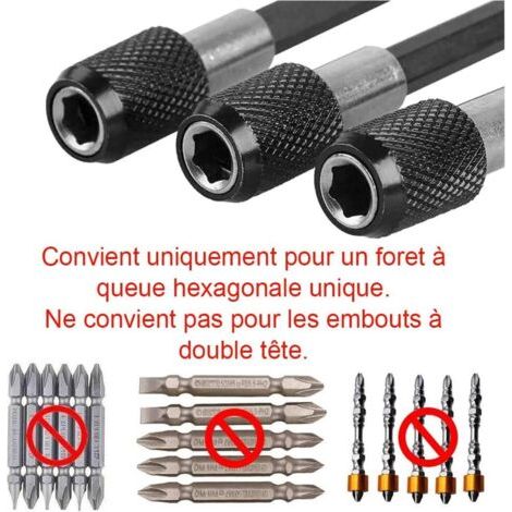 Lot de 3 embouts de tournevis magnétiques à tige hexagonale de 6,35 mm pour barre à dégagement rapide, longueur 60 mm (1/3)