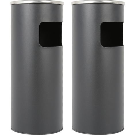Skecten – Lot de 2 cendriers sur pied en acier inoxydable – Bac intérieur galvanisé 12,3 L – Dimensions 24,5 x 60,5 cm – Pour espaces extérieurs (1/5)