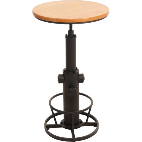 Table de bar bistro comptoir réglable en hauteur repose-pieds siège rotatif design industriel bois diamètre 61 cm 040008516 (1/5)