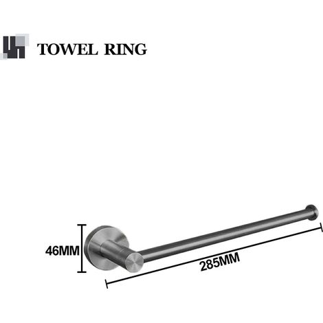 (Anneau porte-serviettes A) Kit d'accessoires de salle de bain gris en acier inoxydable, porte-serviettes mural rond, barre d'appui, porte-papier toilette, crochet pour peignoir et serviette (1/5)