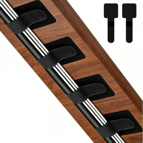 50 Pieces Desk Cable Management, Adhesive Cable Ties Under Desk, Self-Adhesive Straps, for Securing and Finishing Cables, Black, Reusable (1/5)