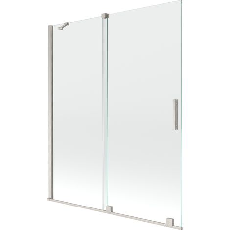 Mexen Velar Badewannenwand 2-flügelig verschiebbar 140 x 150 cm, transparent, gebürsteter Nickel - 896-140-000-01-97 (1/5)