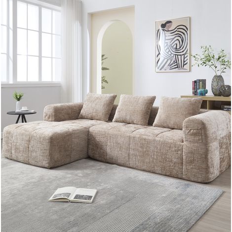 canape angle convertible chenille khaki 250 cm 3 places OKMYHOME (1/5)