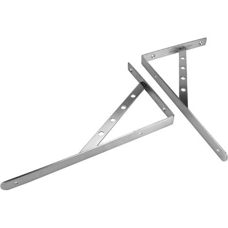 Lot de 2 supports muraux triangulaires en acier inoxydable pour étagère ou bibliothèque (14") (1/5)