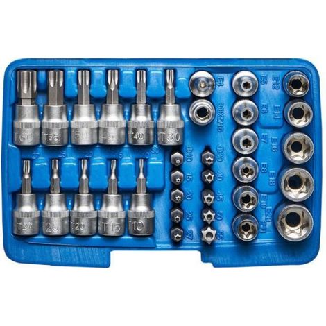 KRAFTPLUS K.150-2134 Coffret de Douilles et Embouts étoiles mâles T-Profil et femelles E-Profil Torx Bit Entraîn. 10,0mm 3/8“ - (1/3)