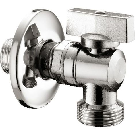 Rubinetto lavatrice - cromato, chiusura a sfera, rosone scorrevole in acciaio inox - Misura 1/2" x 3/4" 05550400CR (1/2)