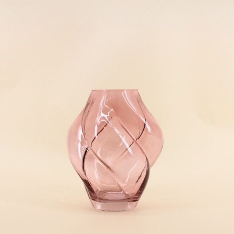 Vase en verre alvéolé rose, H20cm