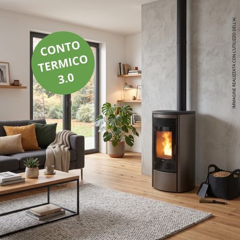 Stufa a pellet ventilata Klover Omega 120S da 12.5 kW bronzo (1/5)