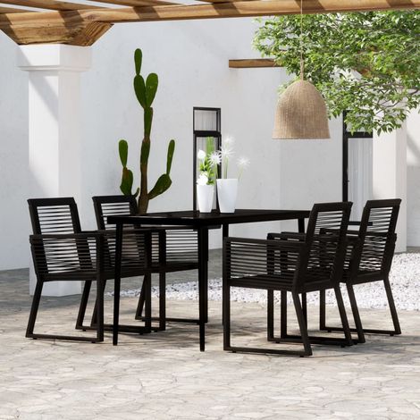 Ensemble Table et Chaise de Jardin Salon de jardin 5 pcs Noir 22923 (1/5)