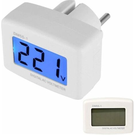 QORVA-Voltmètre LCD Numérique Rétroéclairage Bleu 220V, Panneau Testeur Tension Prise UE, DM55-1 AC 80-300V (1/5)