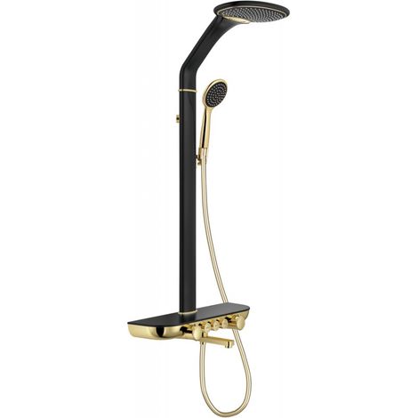Mexen Blaze set doccia esterno con soffione e miscelatore, nero/oro - 78109-75 (1/2)