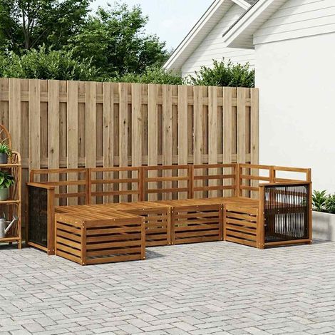 vidaXL Ensemble de canapé d'angle 5 pcs Naturel Bois d'Acacia Massif (1/5)