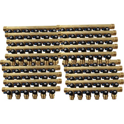 20 Collecteurs mini-vanne mâle 3/4" (20/27) - femelle 1/2" (15/21) - 6 piquages mâle 1/2" (15/21) - Arcanaute