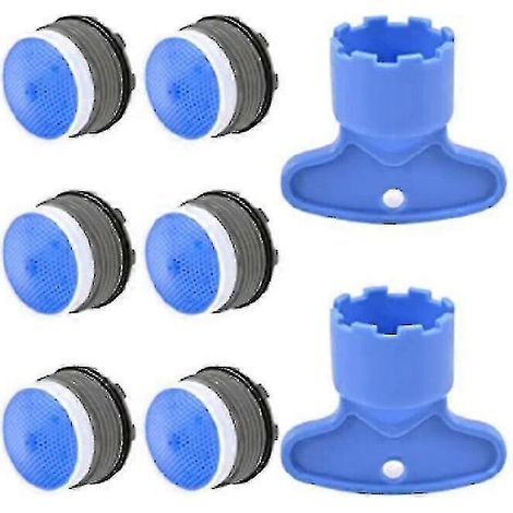 Lot de 6 aérateurs de robinet M18,5 + 2 clés de démontage pour aérateur, kit de remplacement pour baignoire ou baignoire, limiteur de débit et aérateur de 18,5 mm - Idéal (1/5)